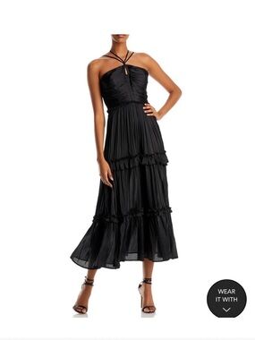 Aqua Ruched Strappy Midi Dress